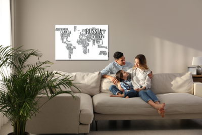 Ljuddämpande tavla - World map with black