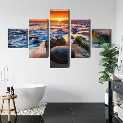 Ljuddämpande tavla - 3d beach sunset