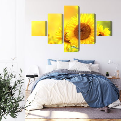 Ljuddämpande tavla - Blooming sunflowers 3d