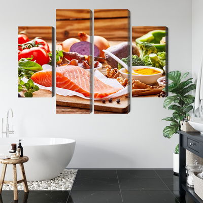 Ljuddämpande tavla - Salmon among vegetables