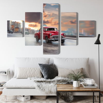 Ljuddämpande tavla - Historic car on the road