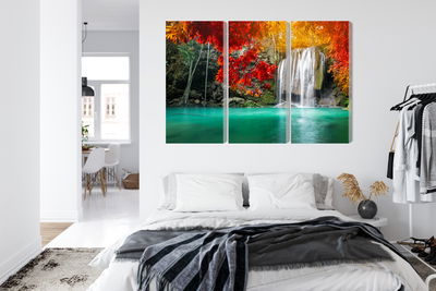 Ljuddämpande tavla - Cascade in the autumn forest