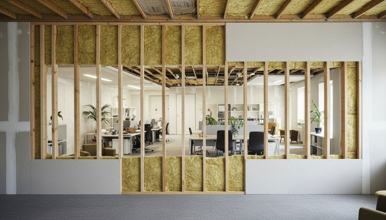 Kunskapsportal om ljudisolering i kontor som minskar ljudspridning mellan rum och förbättrar arbetsro och integritet.