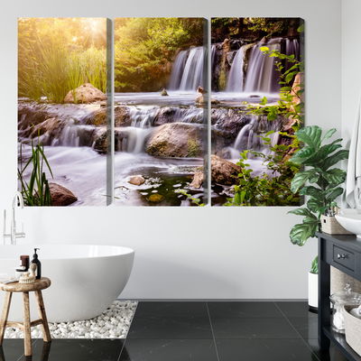 Ljuddämpande tavla - Waterfall at sunset
