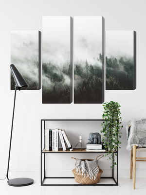 Ljuddämpande tavla - Misty 3d forest landscape