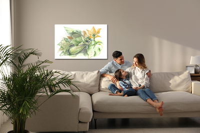 Ljuddämpande tavla - Zucchini with flowers painted