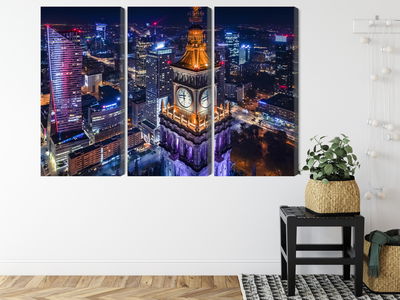 Ljuddämpande tavla - Warsaw panorama at night