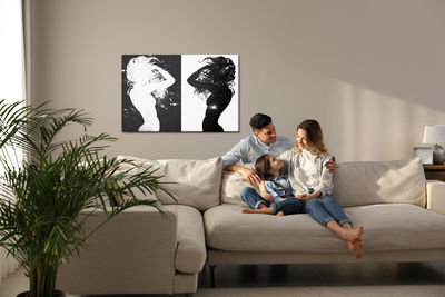 Ljuddämpande tavla - Black and white female