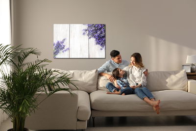 Ljuddämpande tavla - Lavender flowers on a wooden