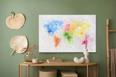 Ljuddämpande tavla - Colorful world map painted