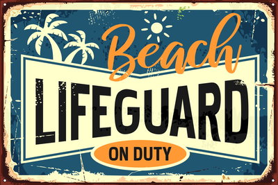 Akoestisch schilderij - Beach typography in vintage