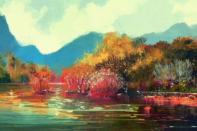 Ljuddämpande tavla - Autumn landscape as if