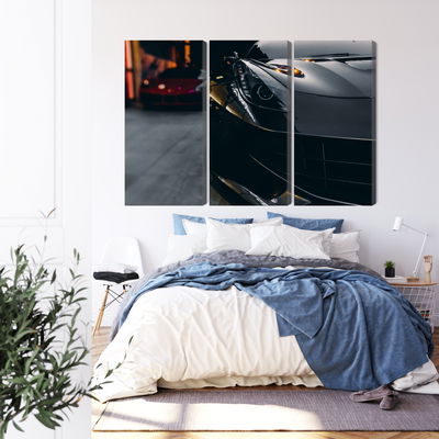 Ljuddämpande tavla - Front of a black sports car