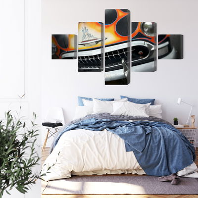 Ljuddämpande tavla - Historic car with flames