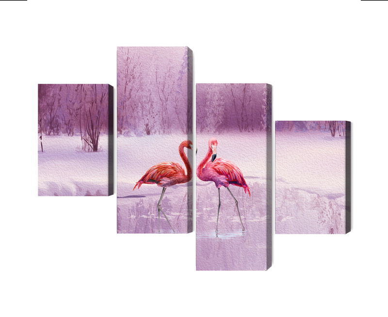 Ljuddämpande tavla - Flamingos against a purple