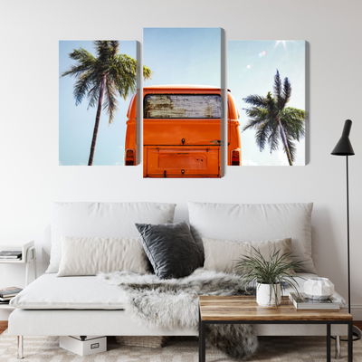 Ljuddämpande tavla - Retro car between palm trees