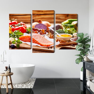 Ljuddämpande tavla - Salmon among vegetables