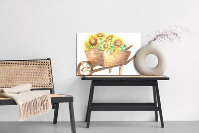 Ljuddämpande tavla - Sunflowers in a wooden