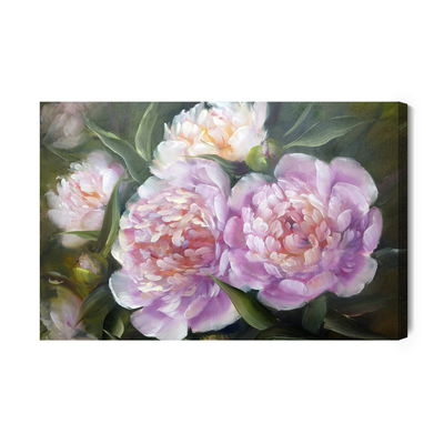 Ljuddämpande tavla - Peonies roses and leaves as