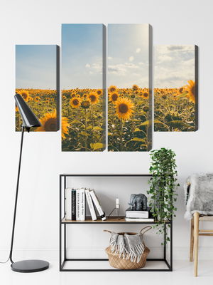 Ljuddämpande tavla - Sunflower field on a summer