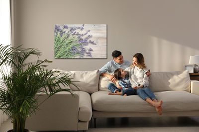 Ljuddämpande tavla - Lavender on a rustic wood