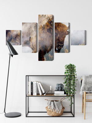 Ljuddämpande tavla - A bison on the background