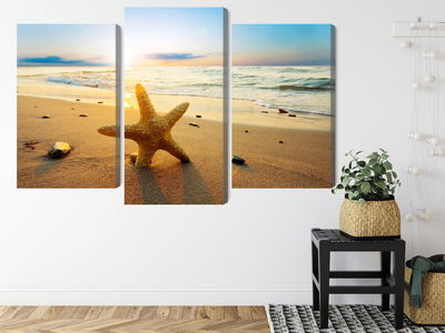 Ljuddämpande tavla - Starfish on the beach 3d