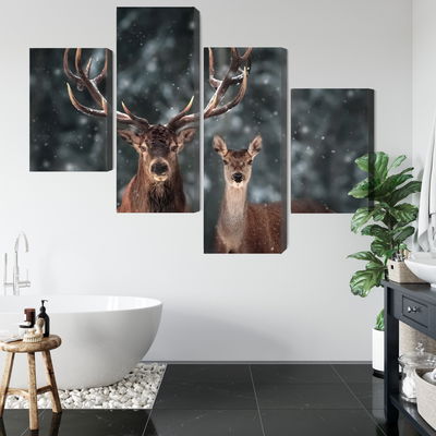 Ljuddämpande tavla - Deer and doe in the 3d forest