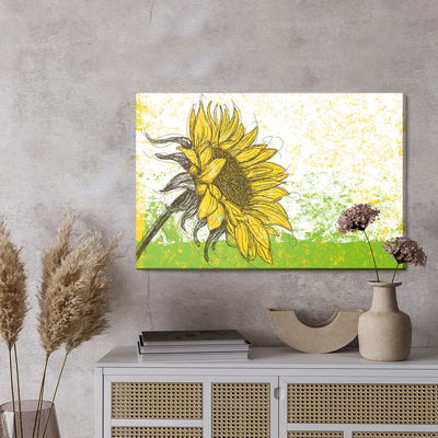 Ljuddämpande tavla - Drawn sunflower in retro