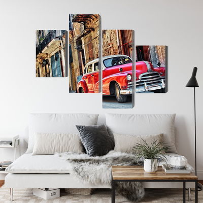 Ljuddämpande tavla - Old american car and havana