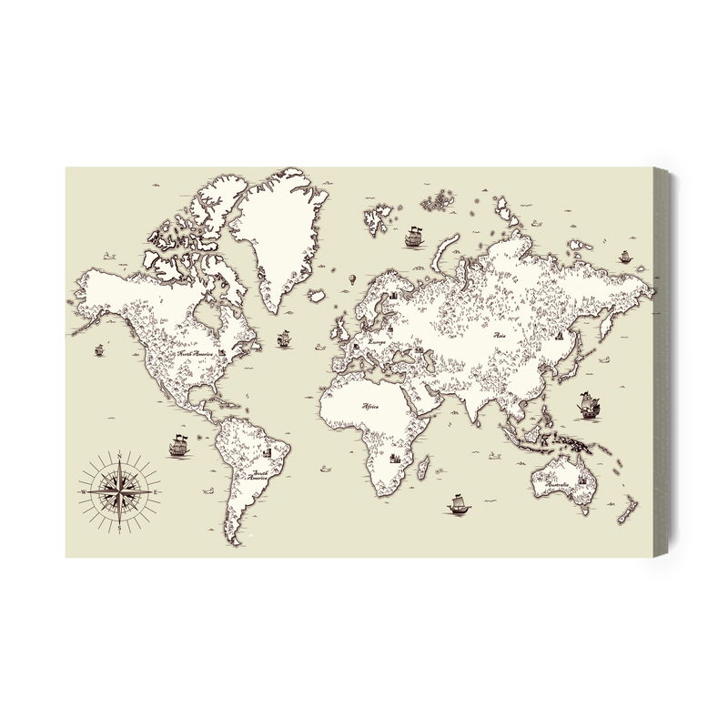 Ljuddämpande tavla - Old world map