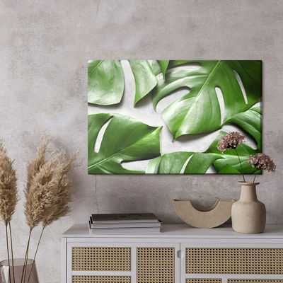 Ljuddämpande tavla - Monstera leaves on a gray