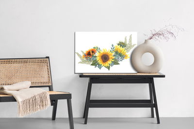 Ljuddämpande tavla - Sunflowers with leaves