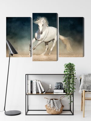 Ljuddämpande tavla - A white horse at a gallop