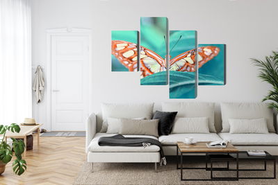 Ljuddämpande tavla - A butterfly on a leaf