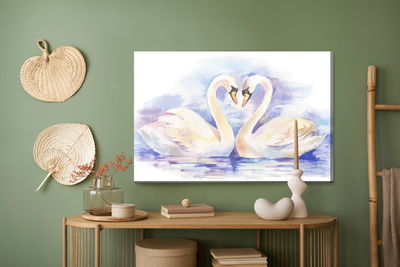 Ljuddämpande tavla - Loving swans