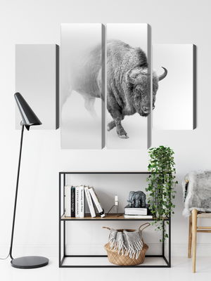 Ljuddämpande tavla - Bison in the fog 3d