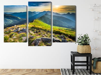 Ljuddämpande tavla - Sunset in the mountains 3d