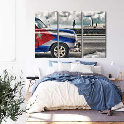 Ljuddämpande tavla - A car with a cuban flag