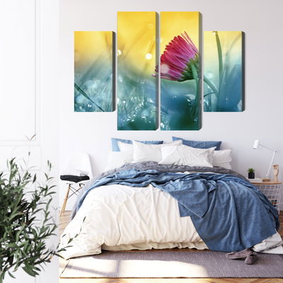 Ljuddämpande tavla - Pink flower on a 3d meadow