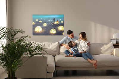 Ljuddämpande tavla - Fishing for moons at sea