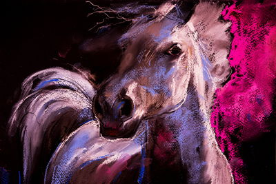 Ljuddämpande tavla - A horse in pastel colours