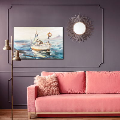 Ljuddämpande tavla - Sea ship and fishermen