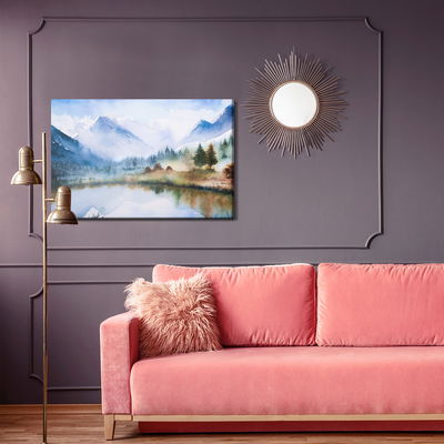 Ljuddämpande tavla - Mountain landscape painted