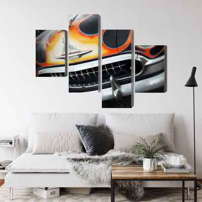 Ljuddämpande tavla - Historic car with flames