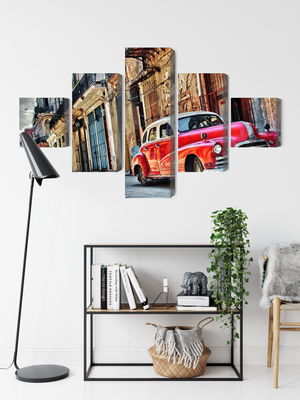 Ljuddämpande tavla - Old american car and havana