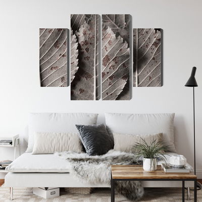 Ljuddämpande tavla - Gray leaves on a macro scale