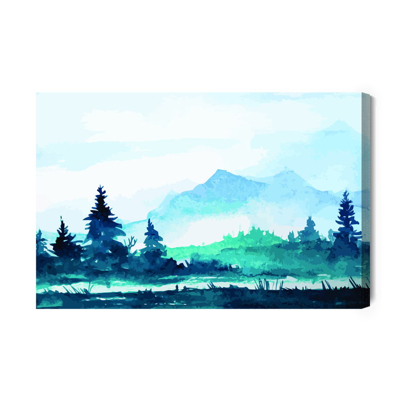 Ljuddämpande tavla - Watercolor mountain landscape