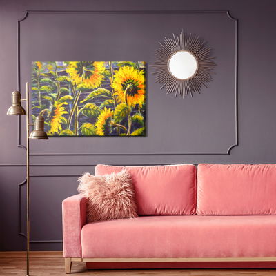 Ljuddämpande tavla - Sunflower flowers as painted