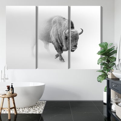 Ljuddämpande tavla - Bison in the fog 3d